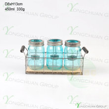 3 PCS Glass Candle Holder with Metal Stand Nice Picture